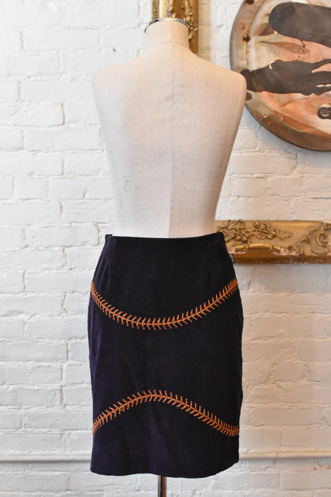 1990's | Moschino Jeans | Corduroy Baseball Skirt
