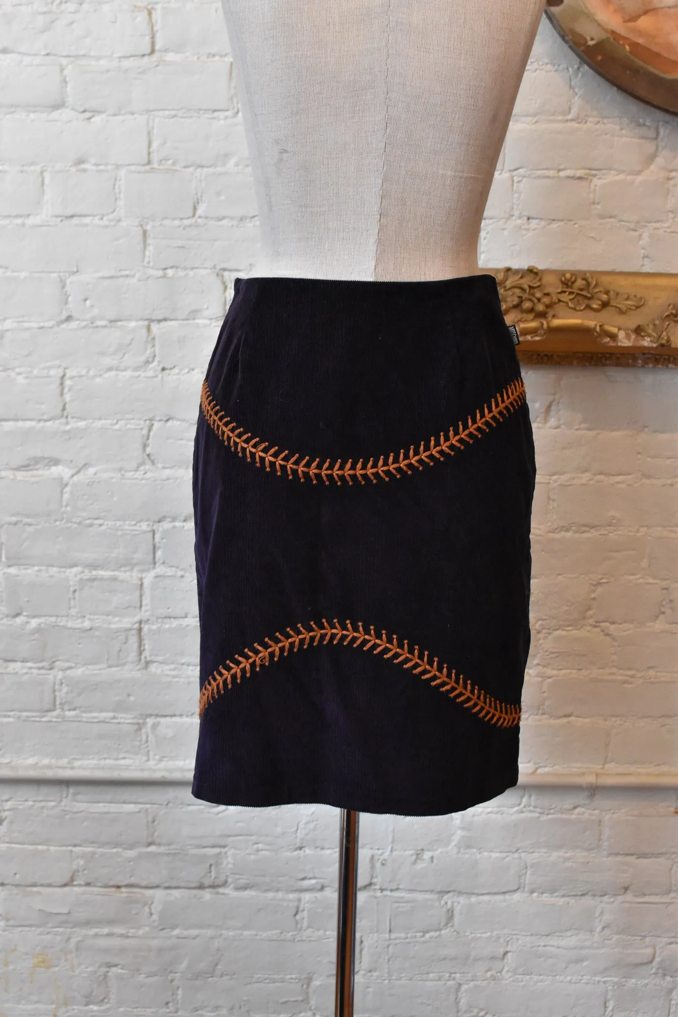 1990's | Moschino Jeans | Corduroy Baseball Skirt