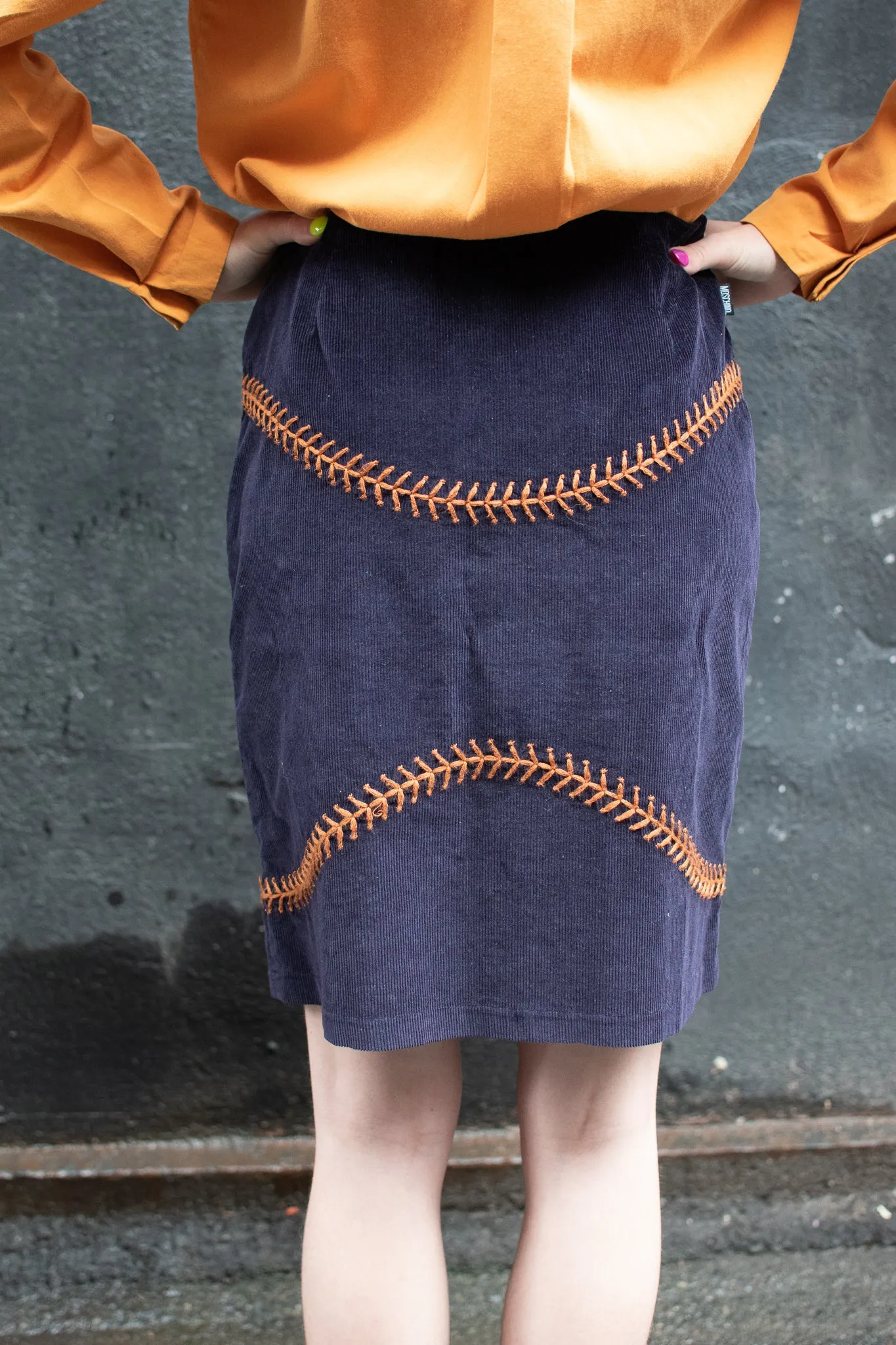 1990's | Moschino Jeans | Corduroy Baseball Skirt