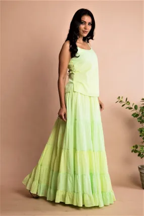 403145D Mint Green Tie Dye Floor Length Skirt with Top