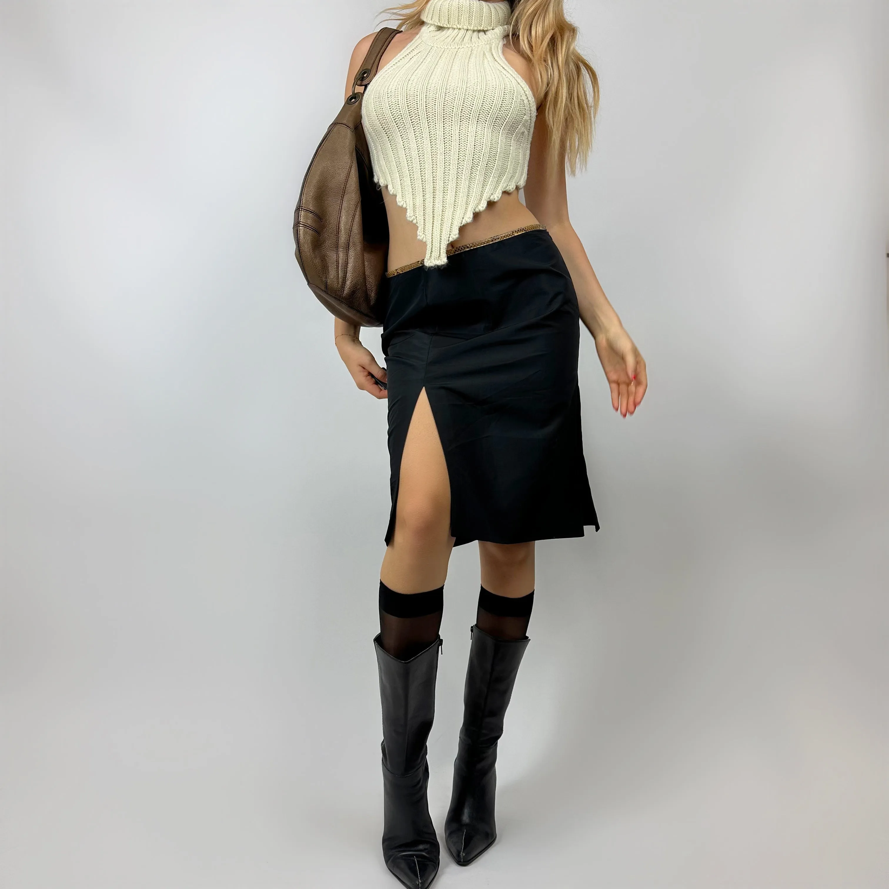 90’s Chic Slitted Low Rise Midi Skirt (S)
