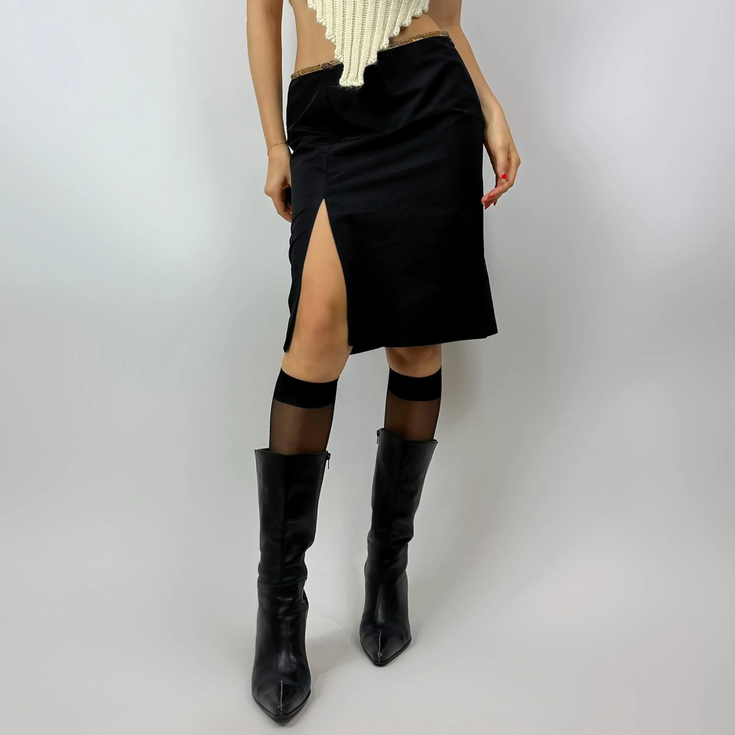 90’s Chic Slitted Low Rise Midi Skirt (S)