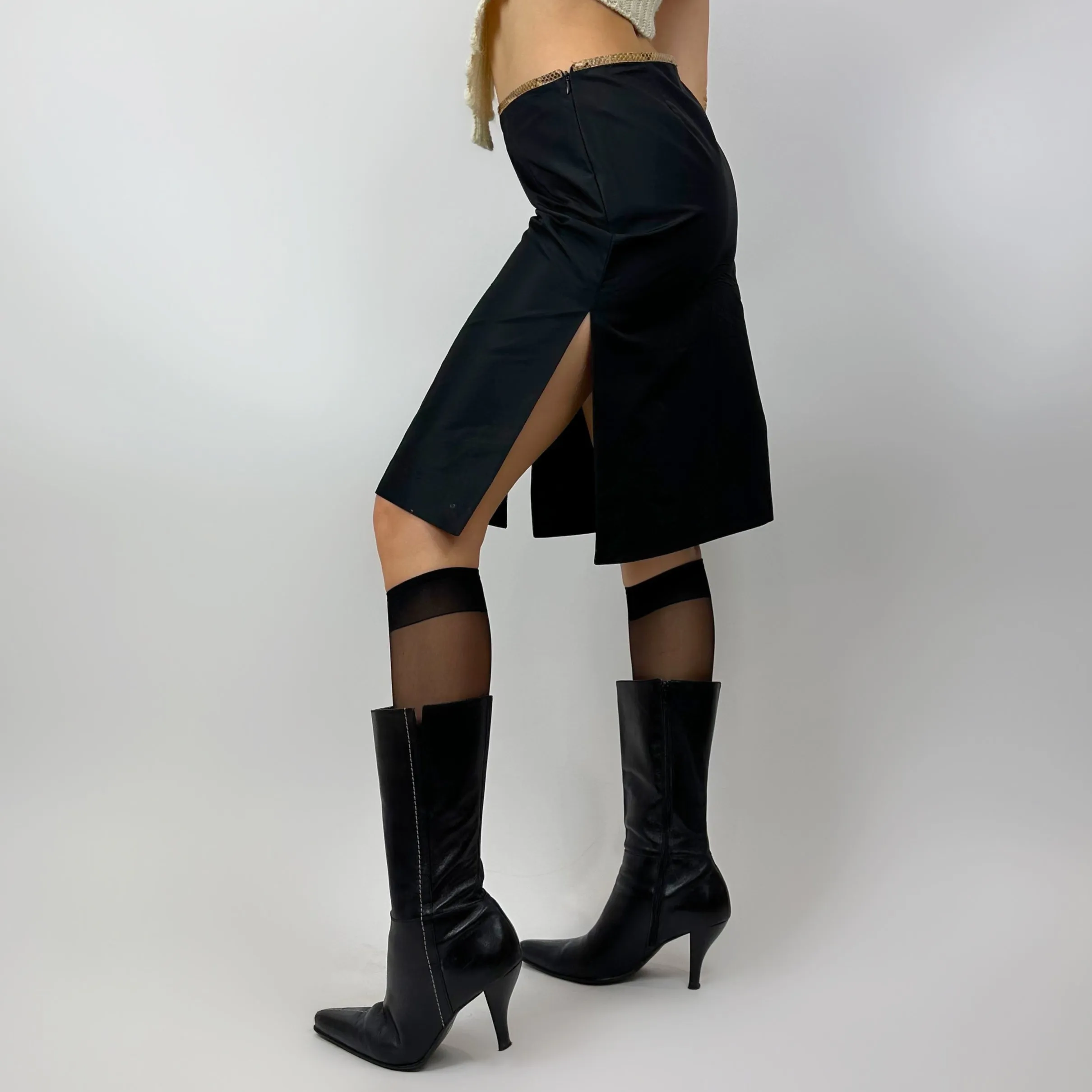 90’s Chic Slitted Low Rise Midi Skirt (S)