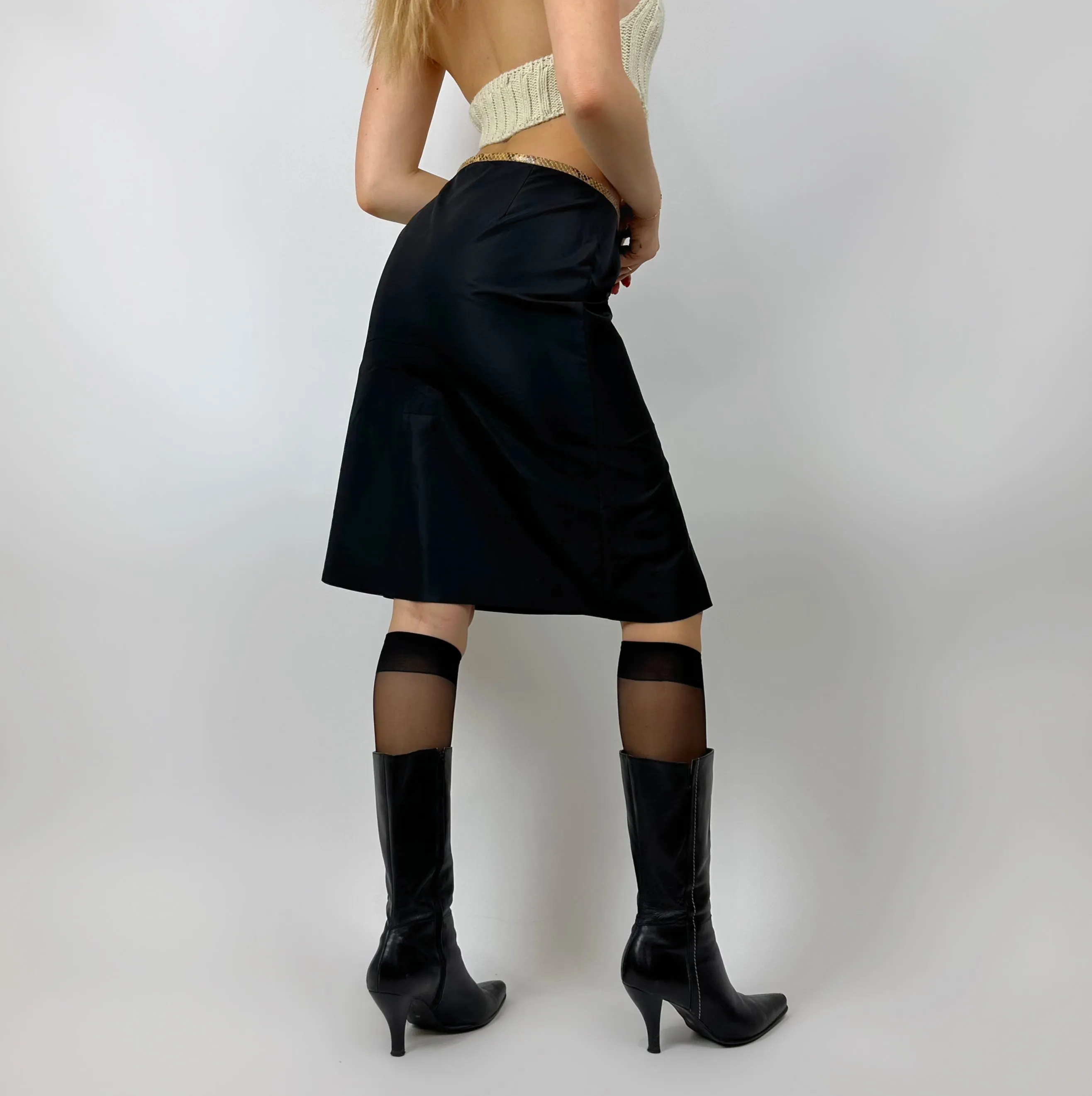 90’s Chic Slitted Low Rise Midi Skirt (S)