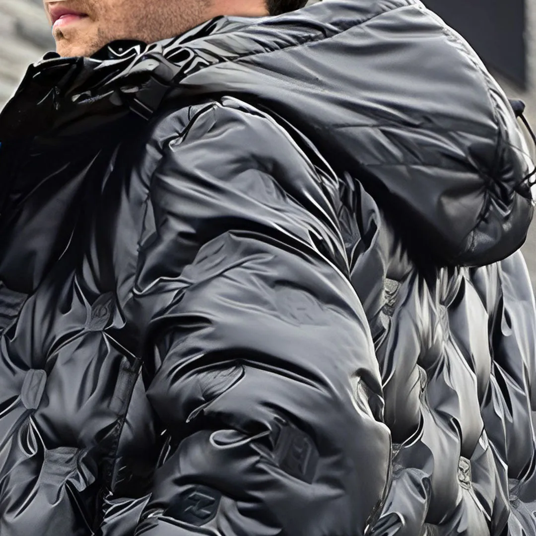 abbee Black Large Winter Hooded Glossy Overcoat Long Jacket Stylish Lightweight Quilted Warm Puffer Coat