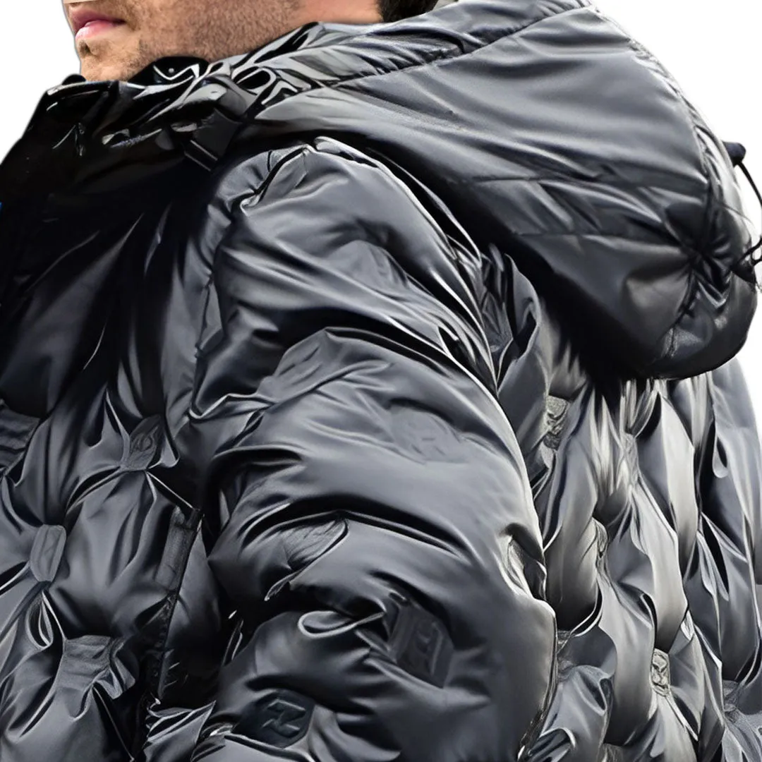 abbee Black Large Winter Hooded Glossy Overcoat Long Jacket Stylish Lightweight Quilted Warm Puffer Coat