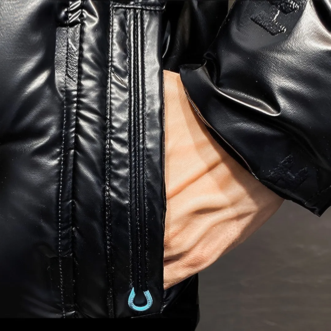 abbee Black Large Winter Hooded Glossy Overcoat Long Jacket Stylish Lightweight Quilted Warm Puffer Coat