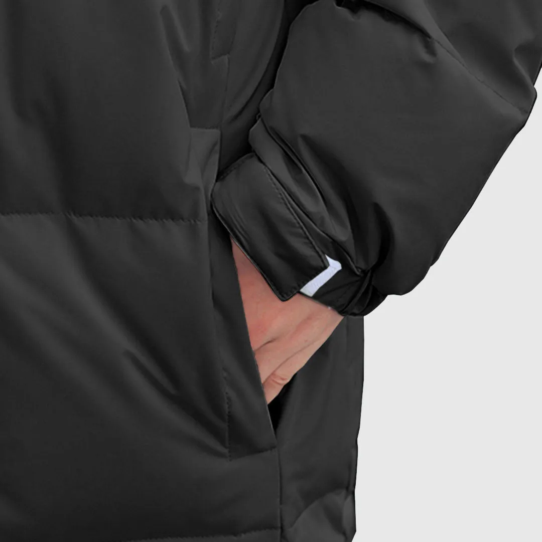 abbee Black XL Winter Hooded Overcoat Long Jacket Stylish Lightweight Quilted Warm Puffer Coat