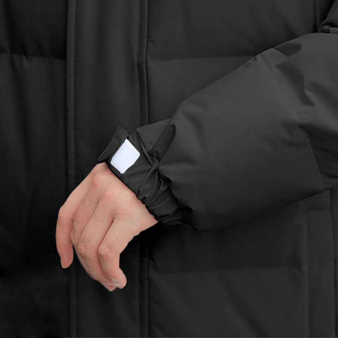 abbee Black XL Winter Hooded Overcoat Long Jacket Stylish Lightweight Quilted Warm Puffer Coat