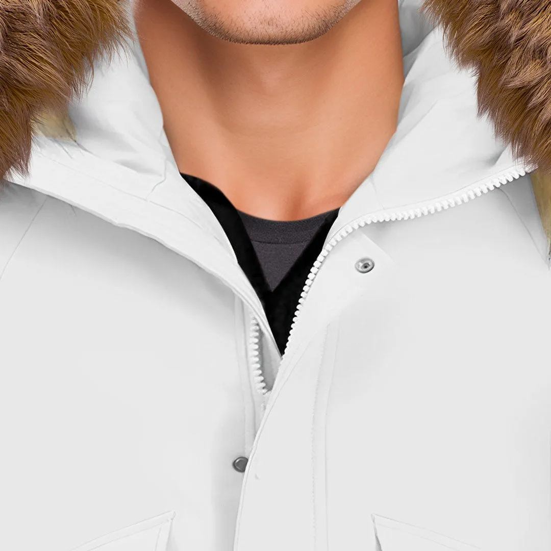 abbee White 2XL Winter Fur Hooded Thick Overcoat Jacket Stylish Lightweight Quilted Warm Puffer Coat