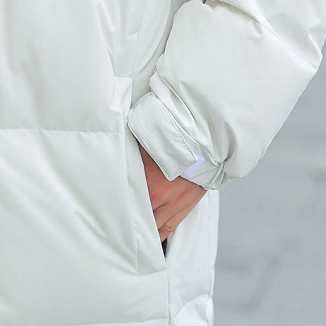 abbee White 2XL Winter Hooded Overcoat Long Jacket Stylish Lightweight Quilted Warm Puffer Coat