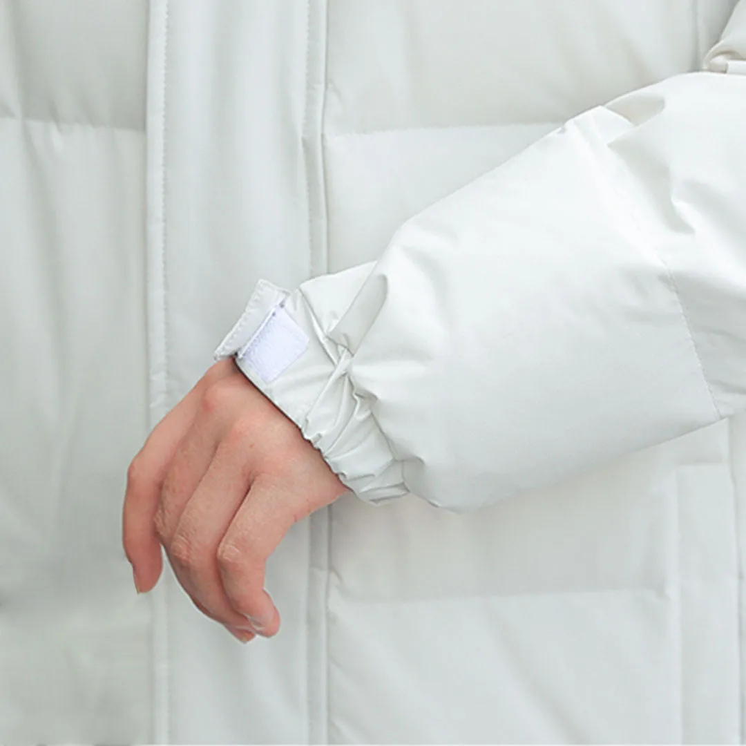 abbee White 2XL Winter Hooded Overcoat Long Jacket Stylish Lightweight Quilted Warm Puffer Coat