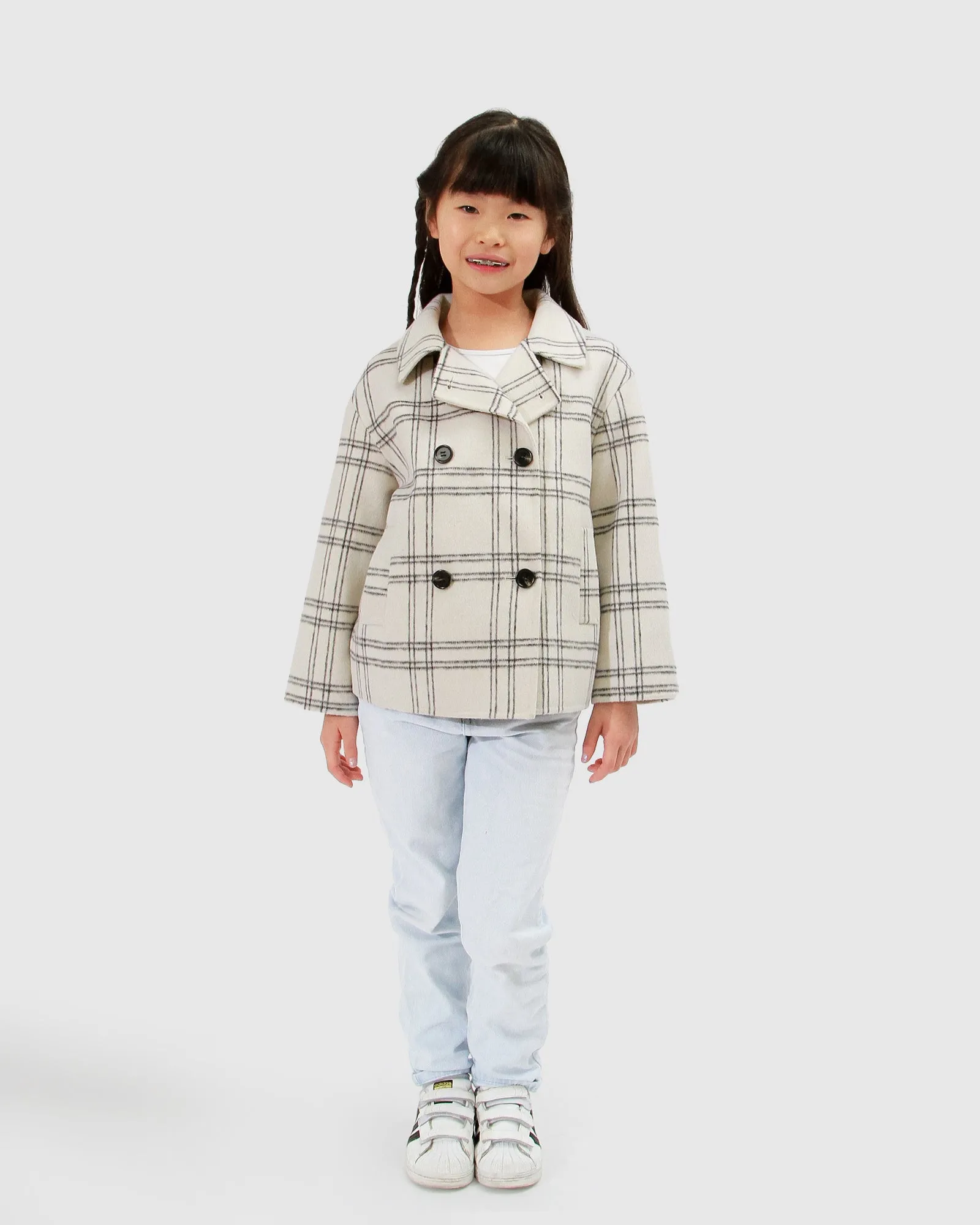 Adore You Wool Blend Peacoat - Cream Check