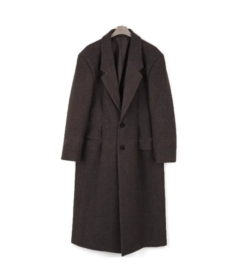 Aidase mens outfits Autumn Winter Long Thick Warm Soft Fitted Woolen Coat Men Single Breasted Cool Luxury Chic Wool Blends Overcoat