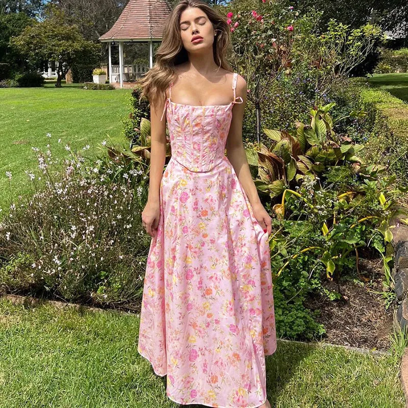 Amozae-Christmas Outfits New Year's Eve Dress Night Out Club Dresses cute winter outfits Zarya Floral Corset Midi Dress