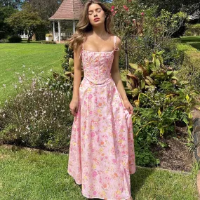 Amozae-Christmas Outfits New Year's Eve Dress Night Out Club Dresses cute winter outfits Zarya Floral Corset Midi Dress