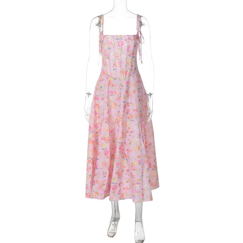 Amozae-Christmas Outfits New Year's Eve Dress Night Out Club Dresses cute winter outfits Zarya Floral Corset Midi Dress