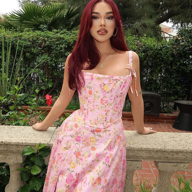 Amozae-Christmas Outfits New Year's Eve Dress Night Out Club Dresses cute winter outfits Zarya Floral Corset Midi Dress