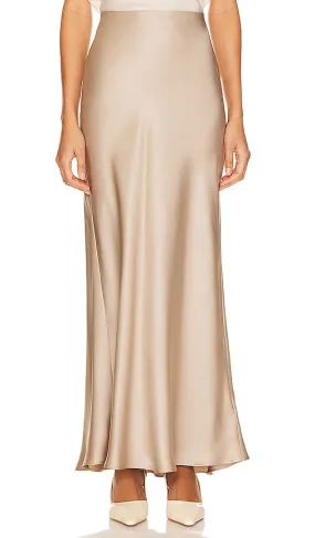 ANINE BING Bar Silk Maxi Skirt in Beige