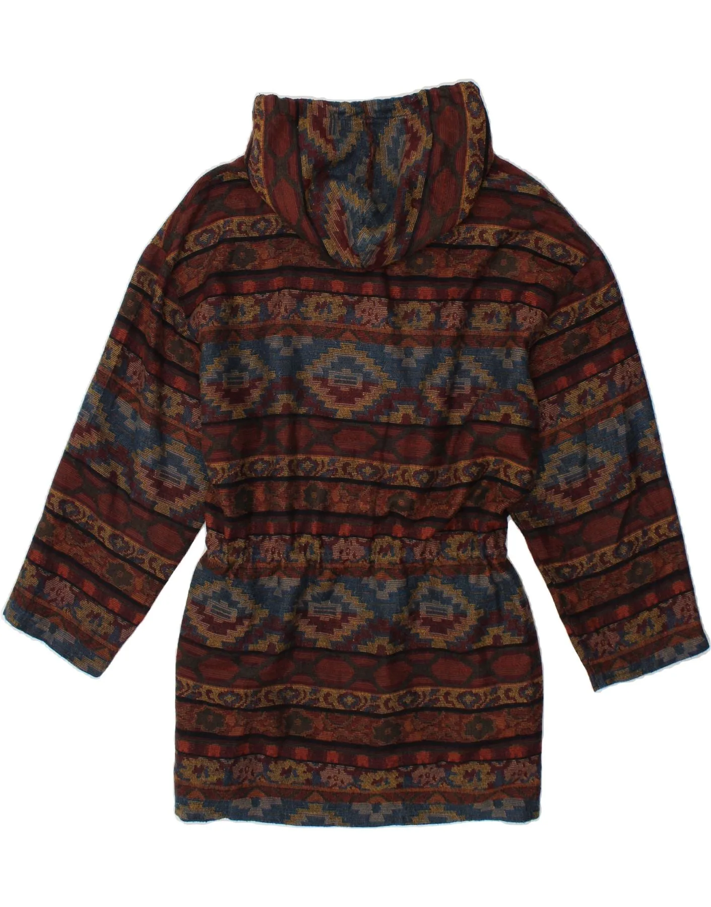 ANYWEAR Womens Hooded Overcoat EU 38 Medium Brown Fair Isle Acrylic Aztec