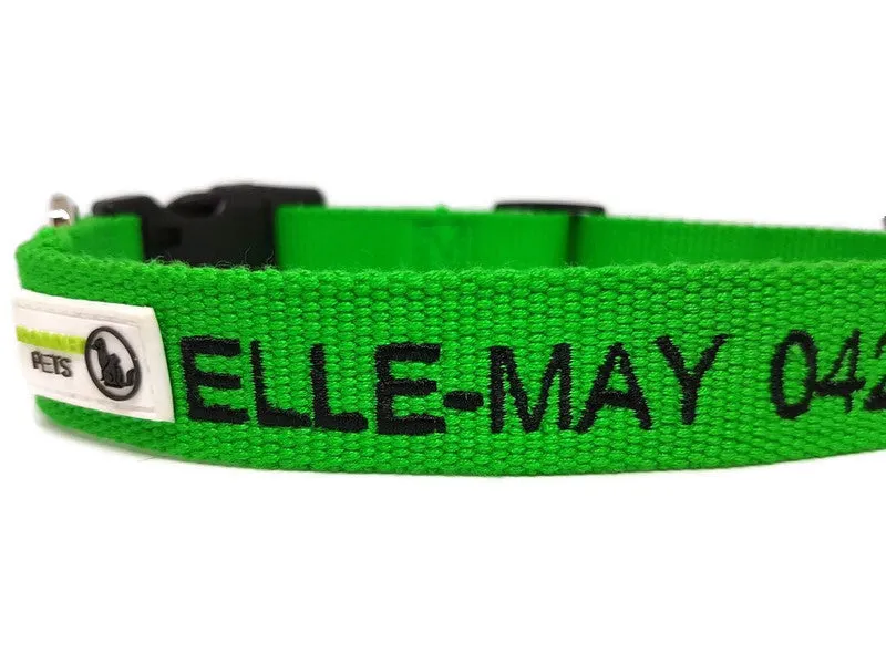 Bamboo Dog ID Collar Personalised Embroidery