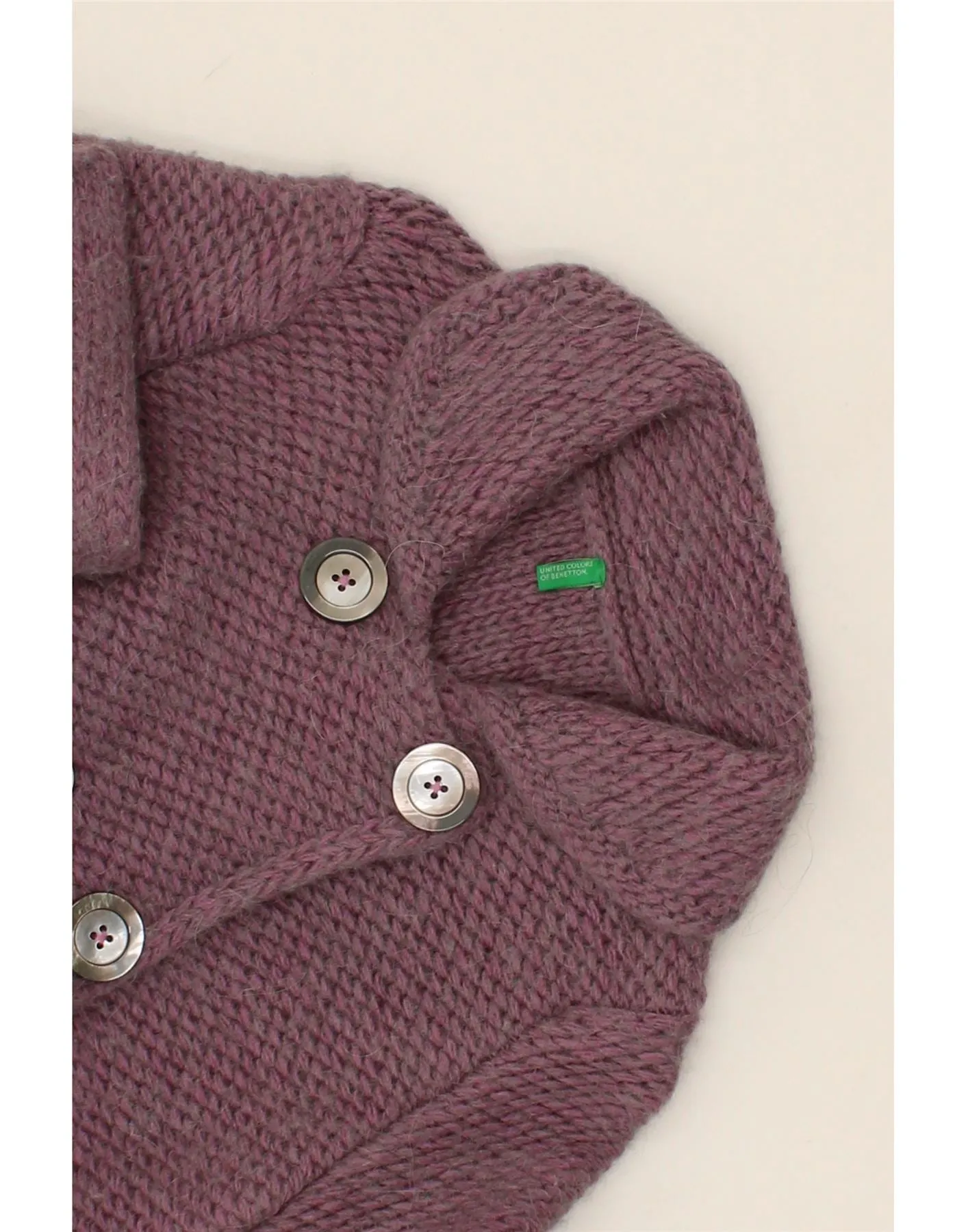 BENETTON Girls Knit Overcoat 11-12 Years 2XL  Purple Acrylic