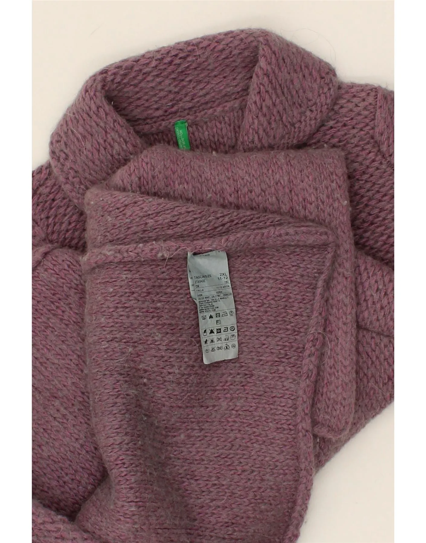 BENETTON Girls Knit Overcoat 11-12 Years 2XL  Purple Acrylic