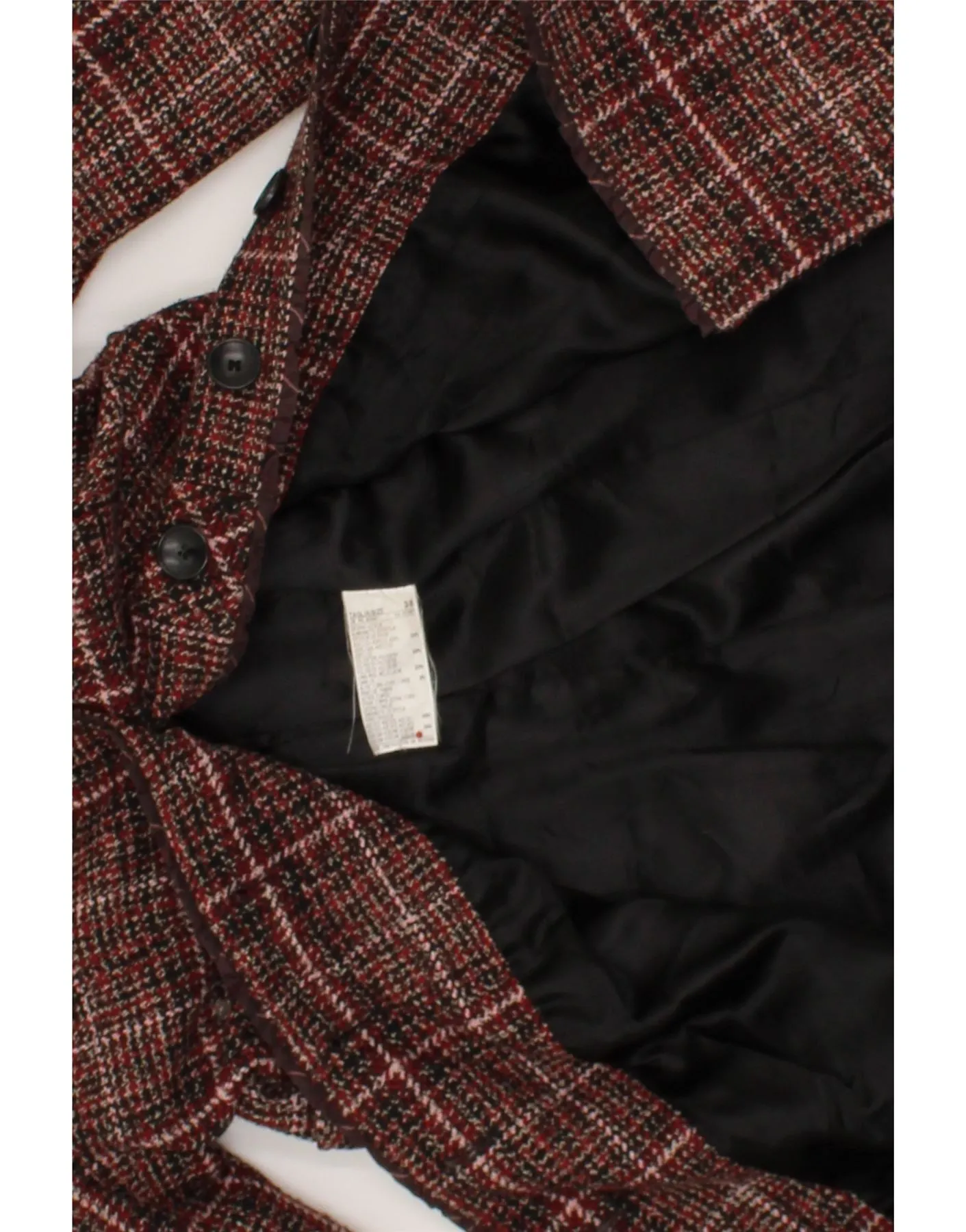 BENETTON Womens Overcoat IT 38 XS Multicoloured Check Acrylic