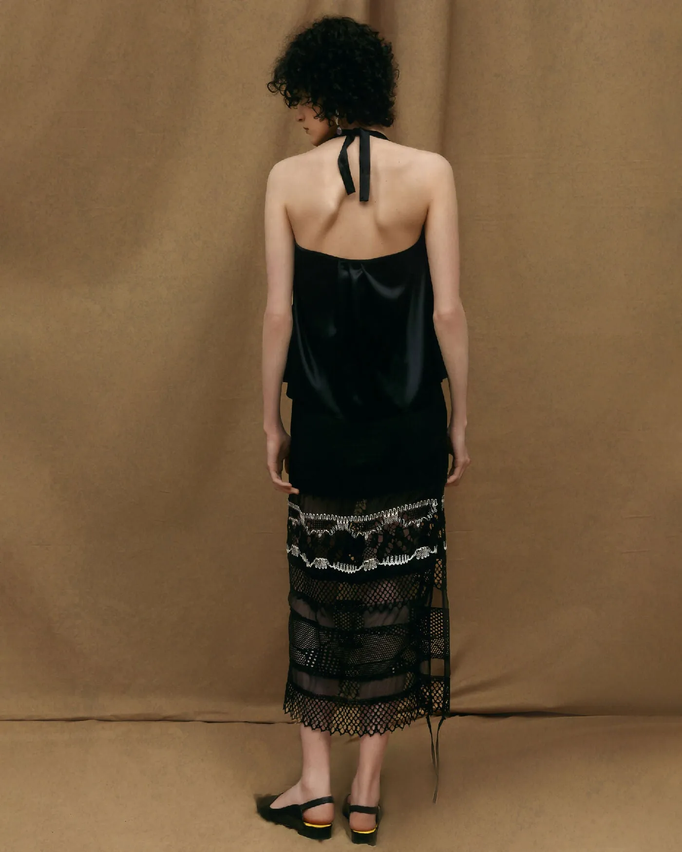 Black Midi Skirt With Unique Pattern Details SS24