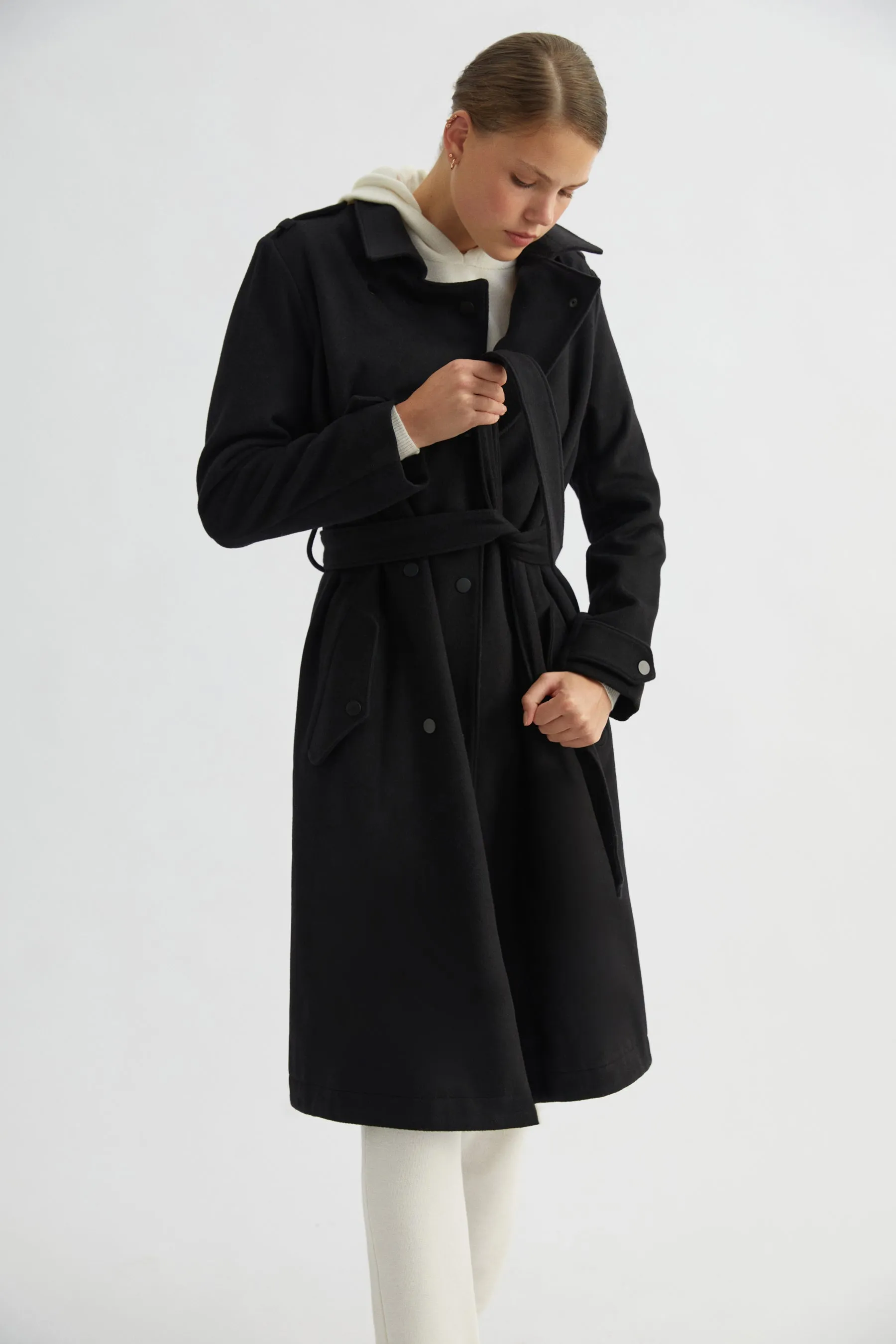 Black Wool Trench Coat