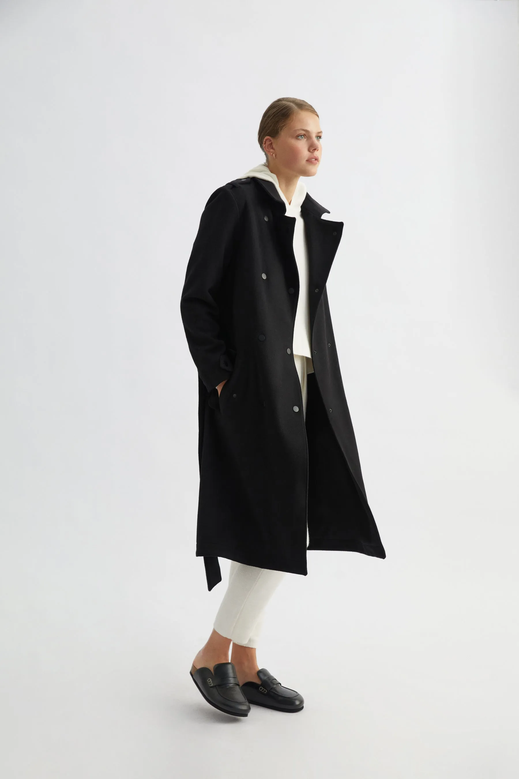 Black Wool Trench Coat
