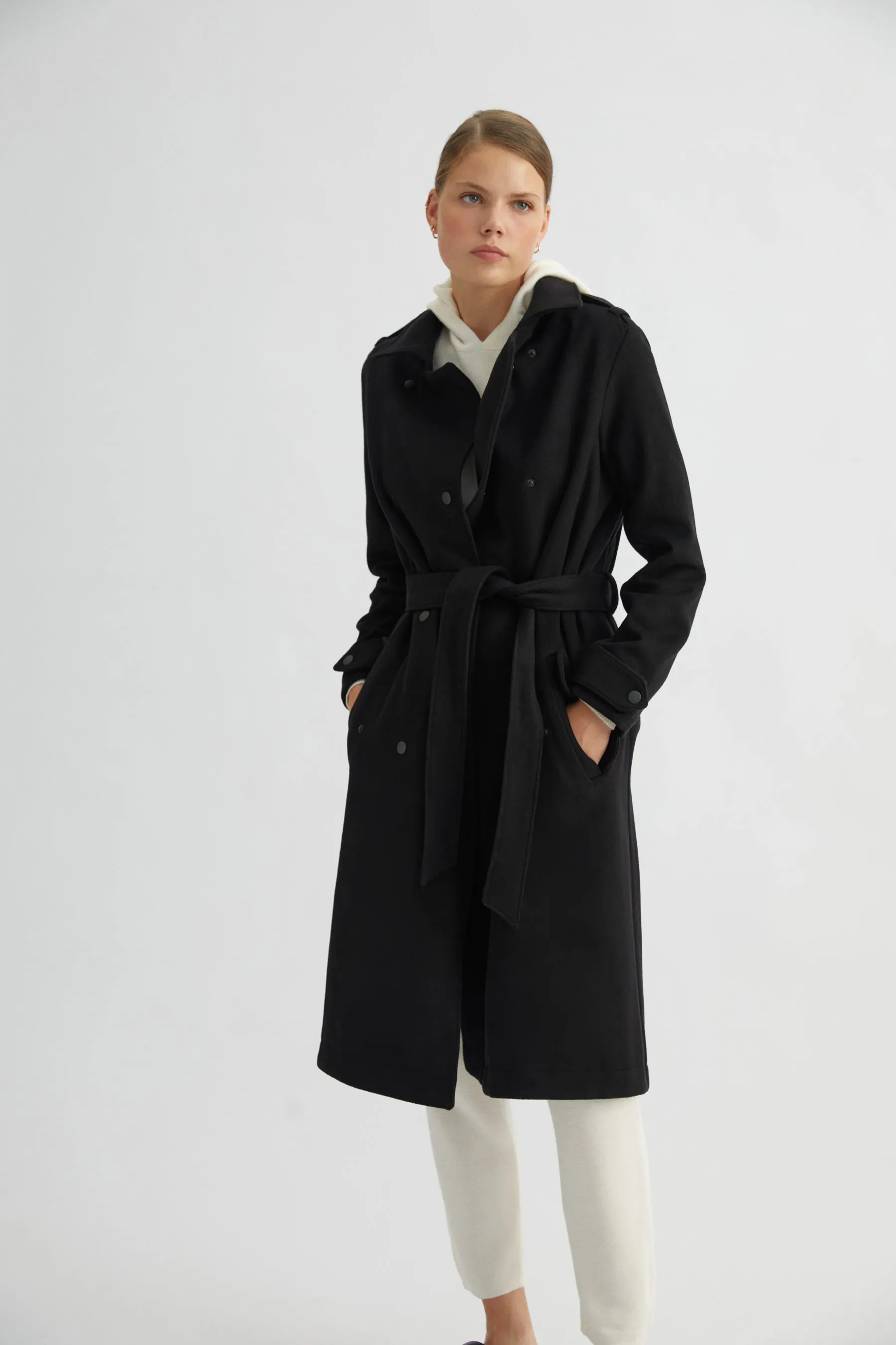 Black Wool Trench Coat