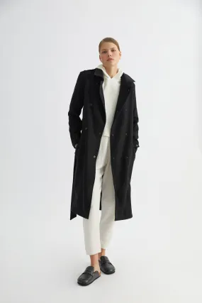 Black Wool Trench Coat