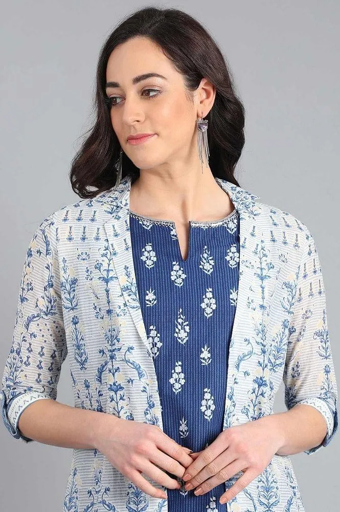Blue & White Printed Summer Suit