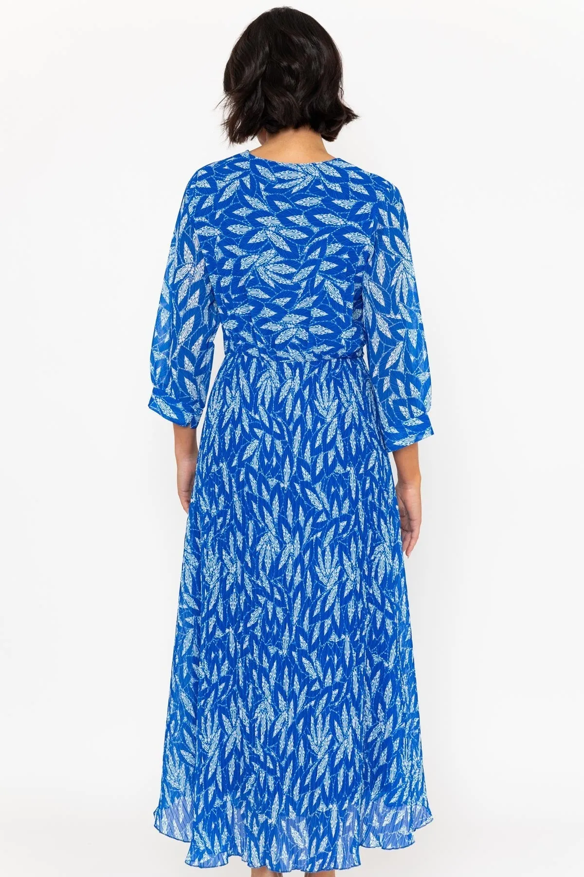Blue Print 3/4 Length Sleeve Hannah Midi Dress