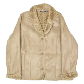 BREAK Womens Overcoat Coat Brown Shearling Faux Suede M
