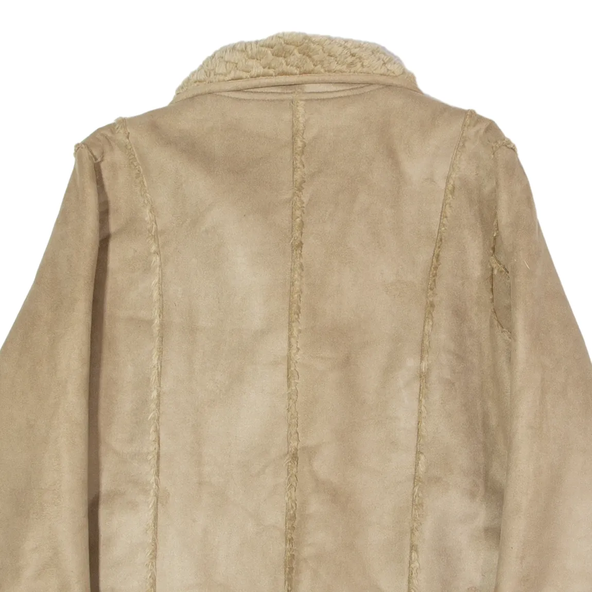 BREAK Womens Overcoat Coat Brown Shearling Faux Suede M