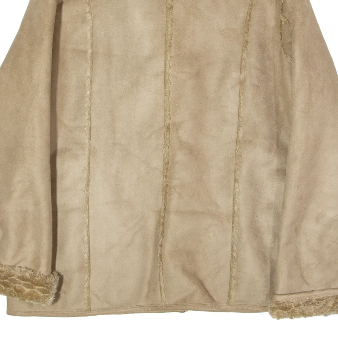 BREAK Womens Overcoat Coat Brown Shearling Faux Suede M