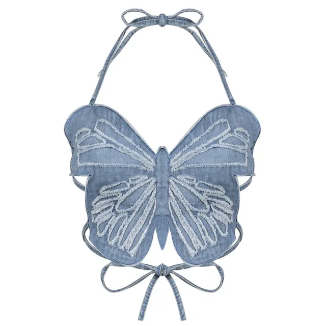 Butterfly Jeans Crop Top
