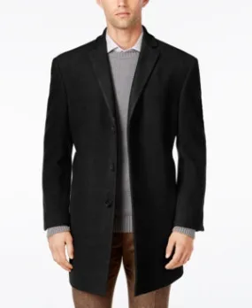 Calvin Klein Mens Slim fit Overcoat Coat 48 R Black Solid