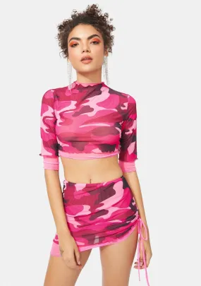 Camo Cutie Layered Mesh Skirt Set
