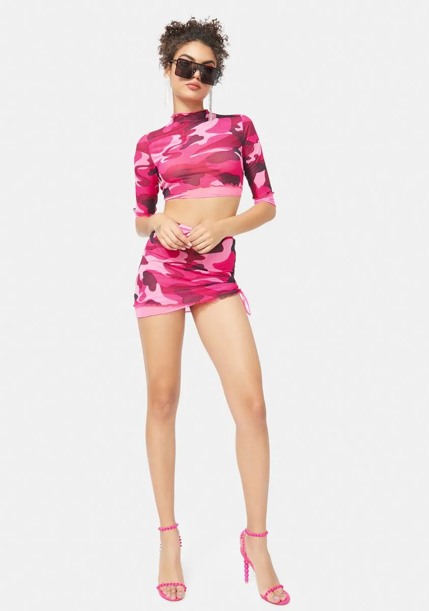 Camo Cutie Layered Mesh Skirt Set