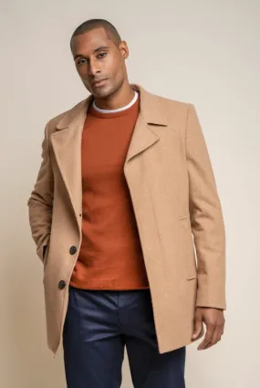 Cavani Nelson Wool Overcoat - Camel