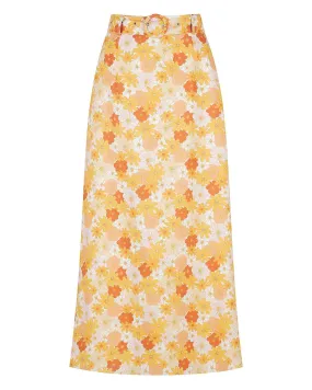 CHARLIE HOLIDAY CINDY SKIRT WITH BELT, SEVENTIES VINTAGE FLORAL