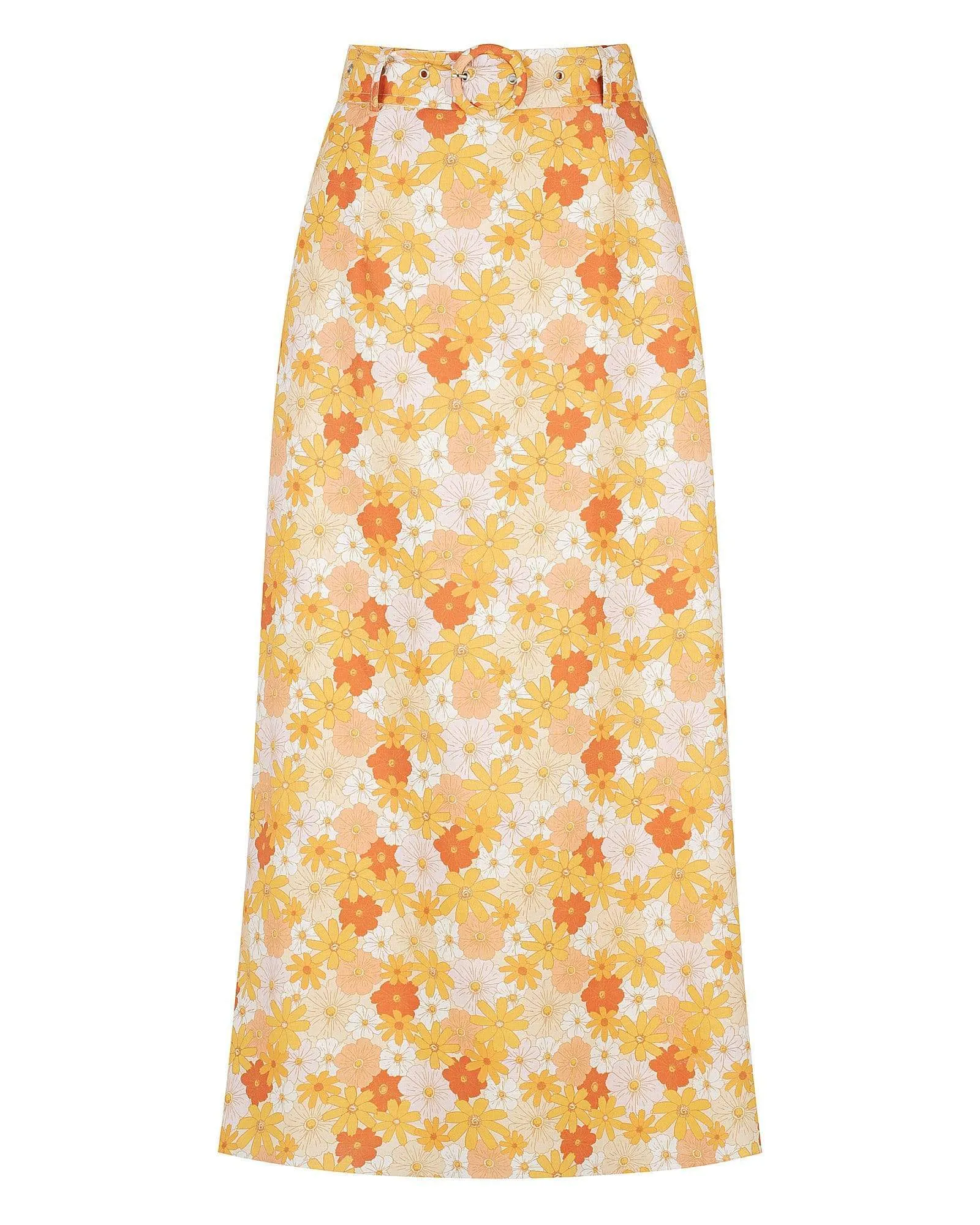 CHARLIE HOLIDAY CINDY SKIRT WITH BELT, SEVENTIES VINTAGE FLORAL