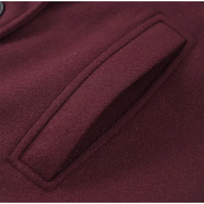 Chic Burgundy Oversize Lapel Overcoat Women Wool Blend Double Breasted Long Sleeve Shoulder Pad Coat 2024 Autumn Female Outwear
