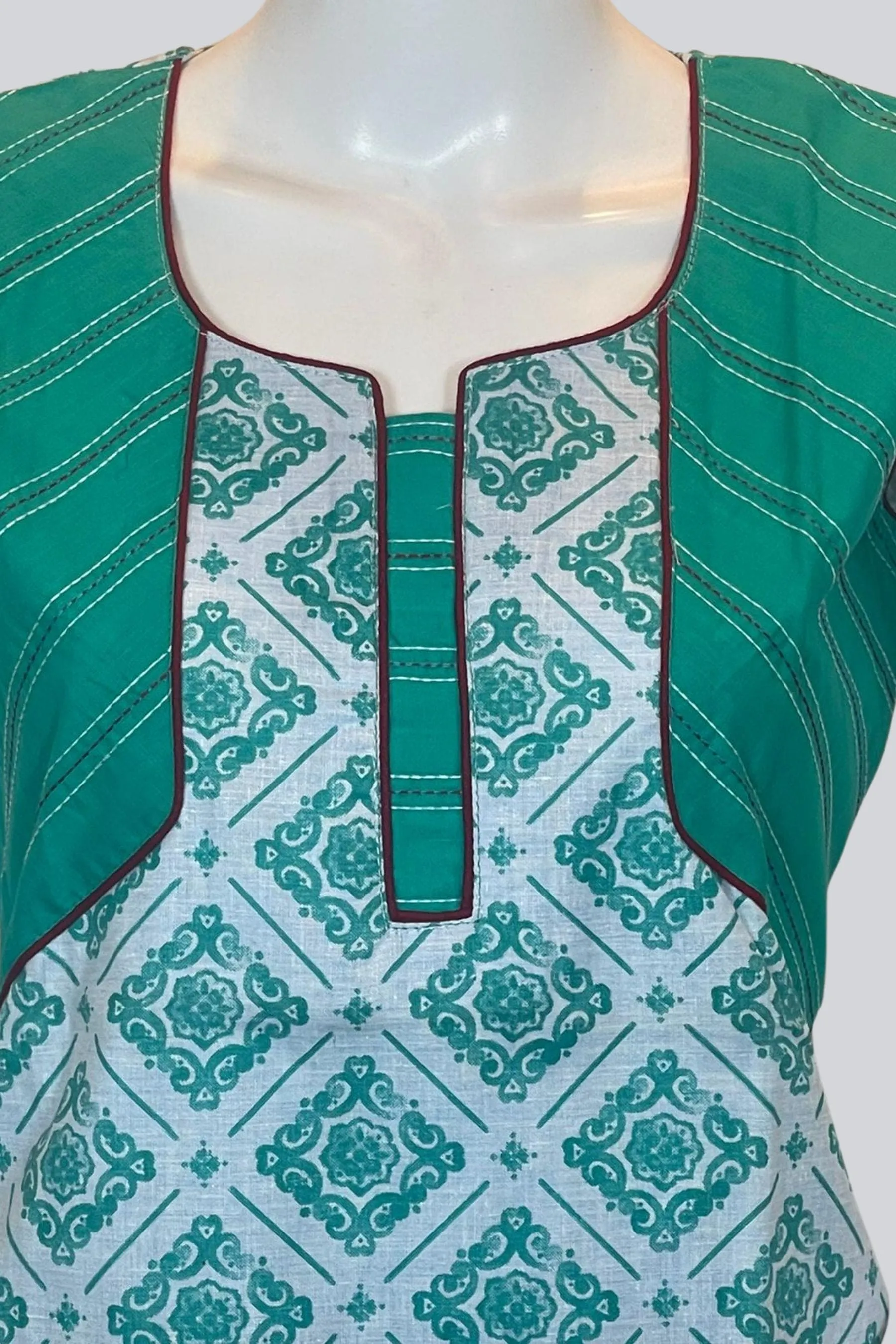 Chic Cotton Kurti: Short Length, 28" with Stylish Attached Sleeves