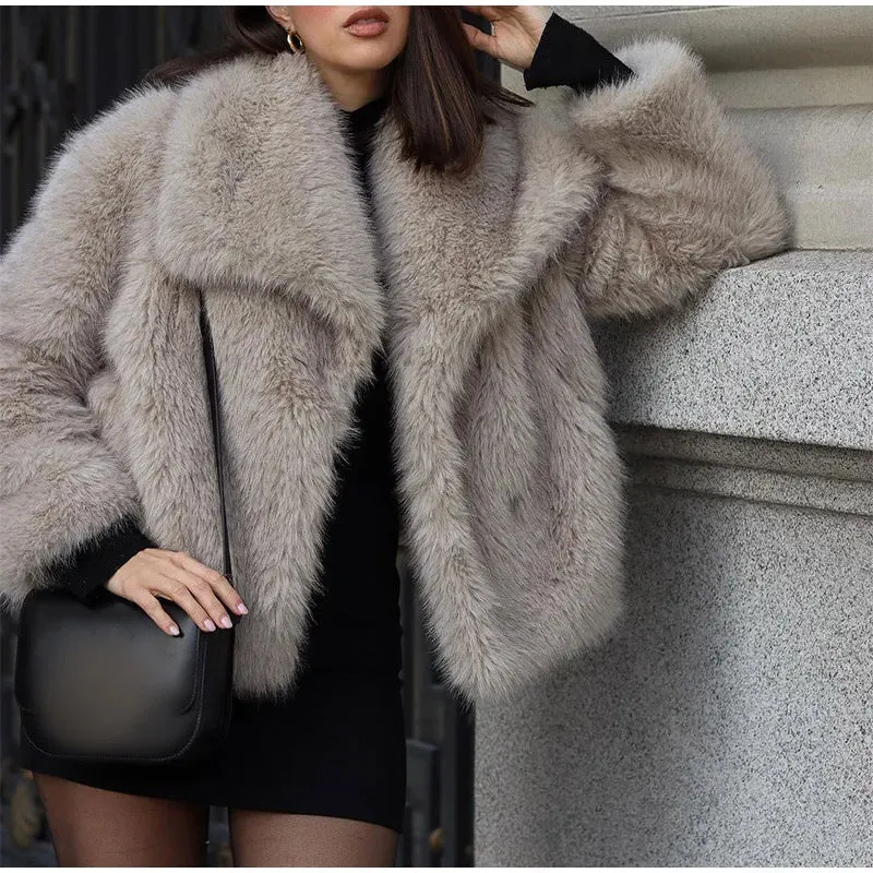 Chicmy-2024 Fashion Long Fluffy Warm Full Sleeves Overcoat  Elegant Thicken Faux Fur Coat For Women Fall Winter Female Chic Streetwear