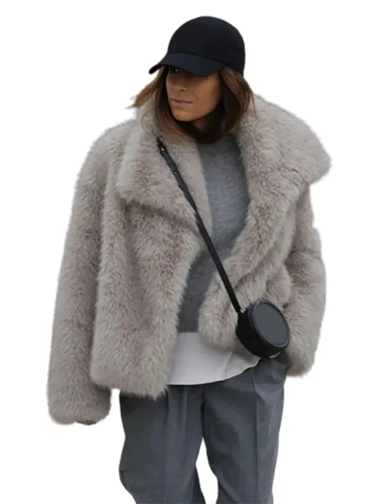 Chicmy-2024 Fashion Long Fluffy Warm Full Sleeves Overcoat  Elegant Thicken Faux Fur Coat For Women Fall Winter Female Chic Streetwear
