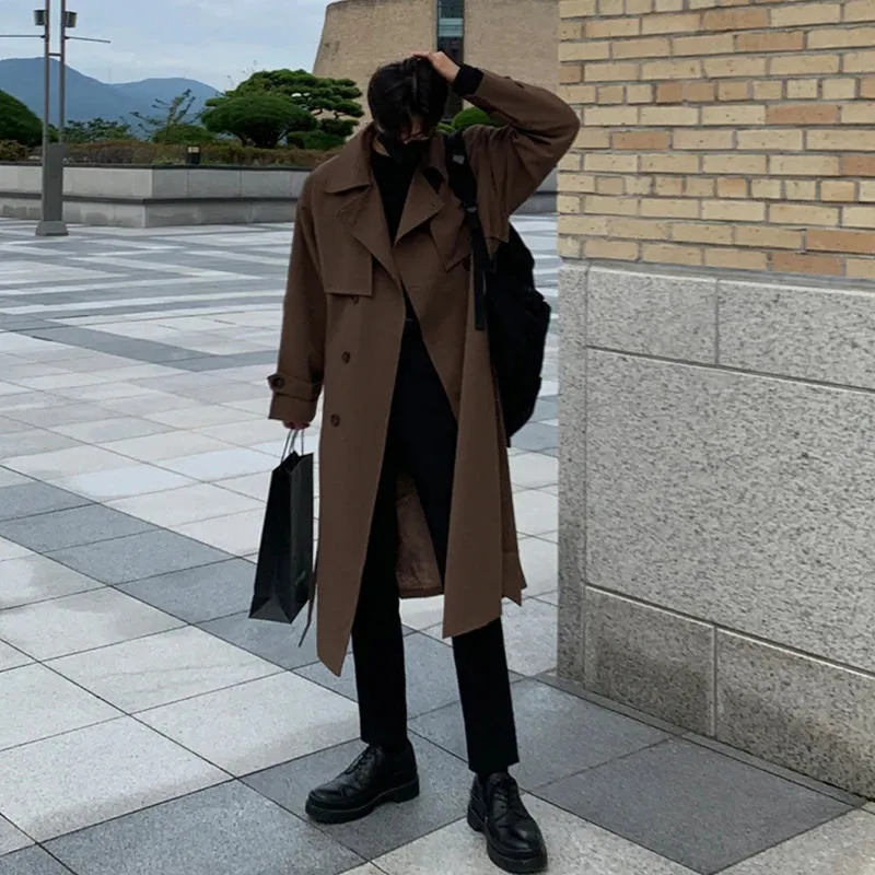 Chicmy-Trench coat Brand New Spring Trench Korean Men's Fashion Overcoat Male Long Windbreaker Streetwear Men Coat Outer Wear Clothing